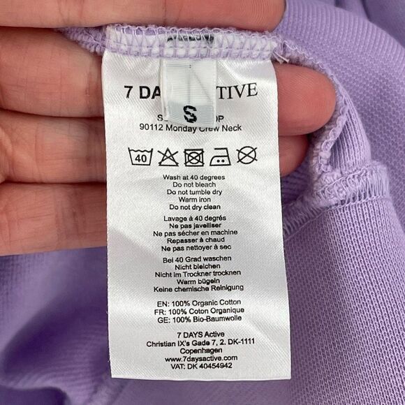 7 Days Active Summer Drop Monday Crewneck Sweatshirt Women Small Purple 90112 - Picture 5 of 7